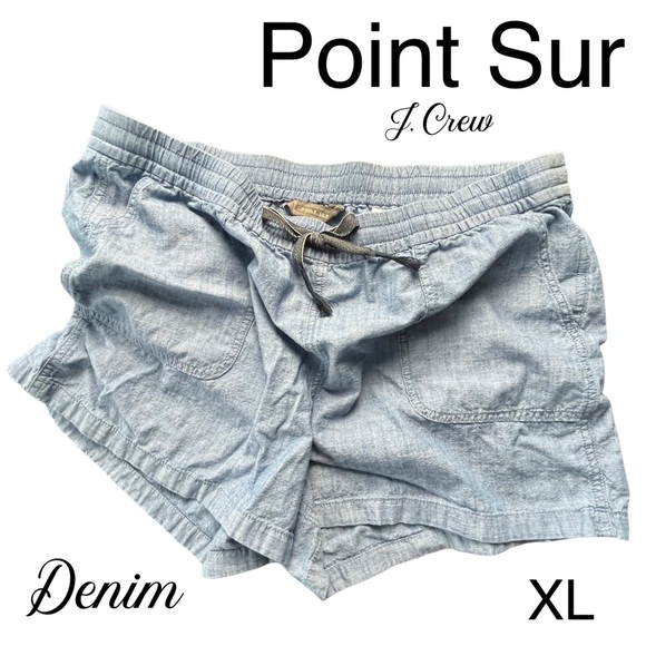Point Sur J. Crew Drawstring Denim Shorts 100% Cotton size XL - Picture 1 of 12